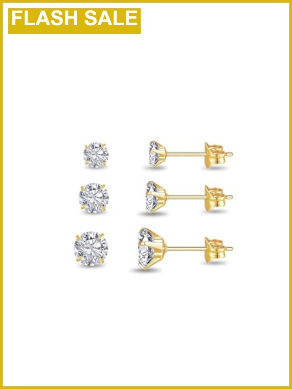 Hypoallergenic Surgical Steel Cubic Zirconia Stud Earrings Set